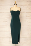 Miira Green Fitted Midi Dress w/ Sweetheart Neckline | La petite garçonne front view