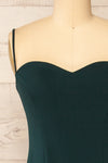 Miira Green Fitted Midi Dress w/ Sweetheart Neckline | La petite garçonne front close-up