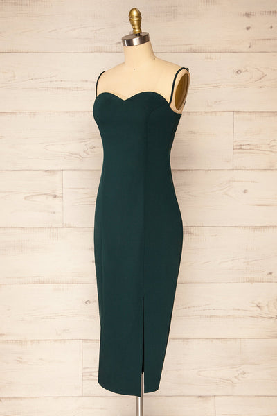Miira Green Fitted Midi Dress w/ Sweetheart Neckline | La petite garçonne side view
