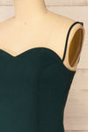 Miira Green Fitted Midi Dress w/ Sweetheart Neckline | La petite garçonne side close-up