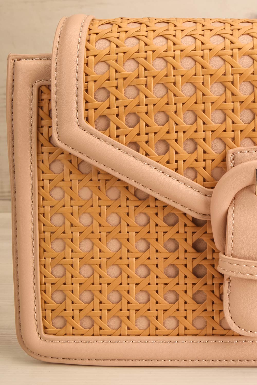 Mykhonos Blush Cane Crossbody Bag | La petite garçonne front close-up