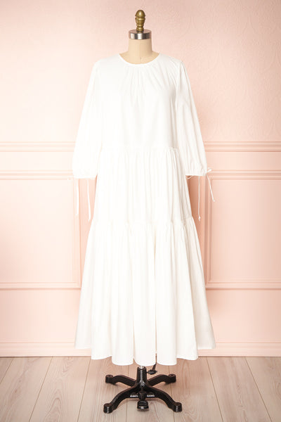 Mikki Ivory Wide Layered Long Sleeve Dress | Boutique 1861 front view