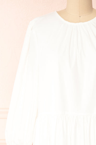 Mikki Ivory Wide Layered Long Sleeve Dress | Boutique 1861 front close-up