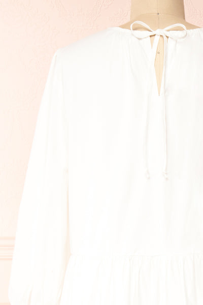 Mikki Ivory Wide Layered Long Sleeve Dress | Boutique 1861 back close-up