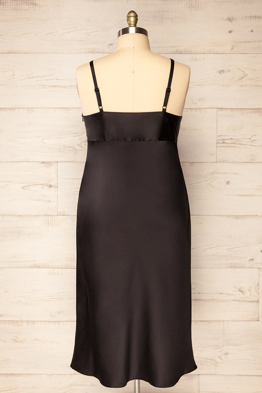 Mikoo Black Midi V-Neck Slip Dress | La petite garçonne back view