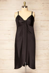 Mikoo Black Plus Size Midi V-Neck Slip Dress | La petite garçonne