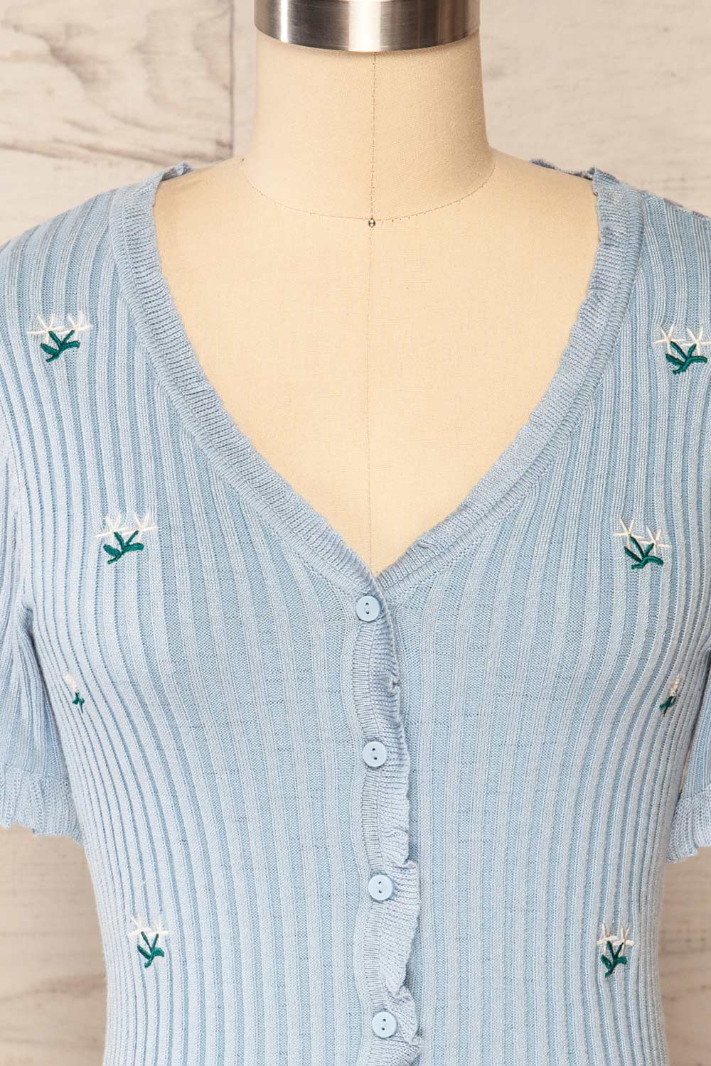 Mikro Blue Floral Short Sleeve Cardigan La petite garconne