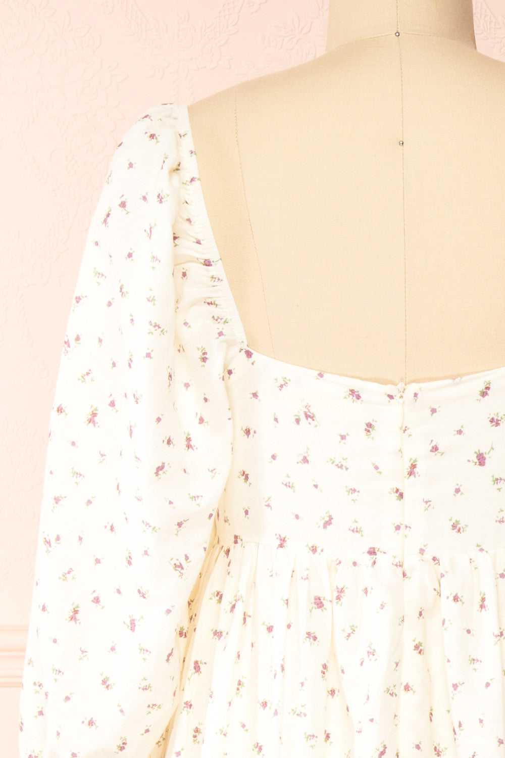 Milka Long Sleeve Floral Midi Dress | Boutique 1861 back close-up