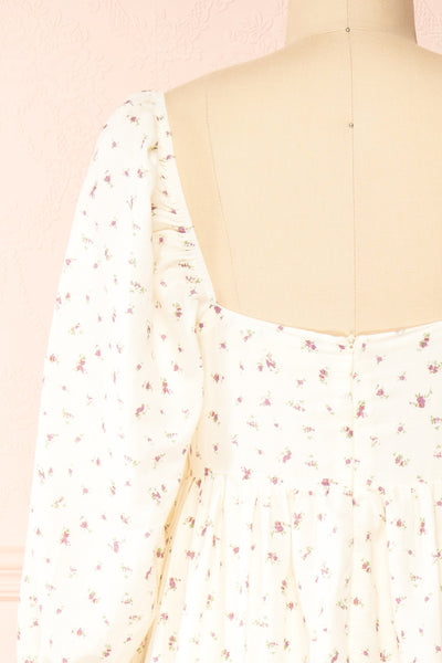 Milka Long Sleeve Floral Midi Dress | Boutique 1861 back close-up