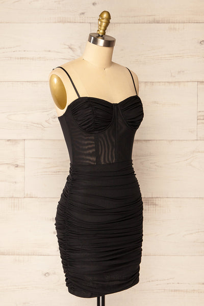 Milost Short Fitted Black Dress | La petite garçonne side view