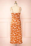 Mimallone Rust Cowl Neck Floral Midi Dress | Boutique 1861 back view