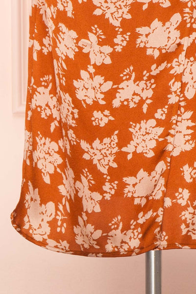Mimallone Rust Cowl Neck Floral Midi Dress | Boutique 1861 bottom