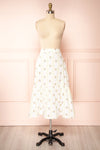 Minako White Floral High-Waisted Skirt | La petite garçonne front view