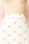 Minako White Floral High-Waisted Skirt | La petite garçonne front close-up