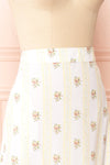 Minako White Floral High-Waisted Skirt | La petite garçonne side close-up