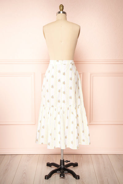 Minako White Floral High-Waisted Skirt | La petite garçonne back view