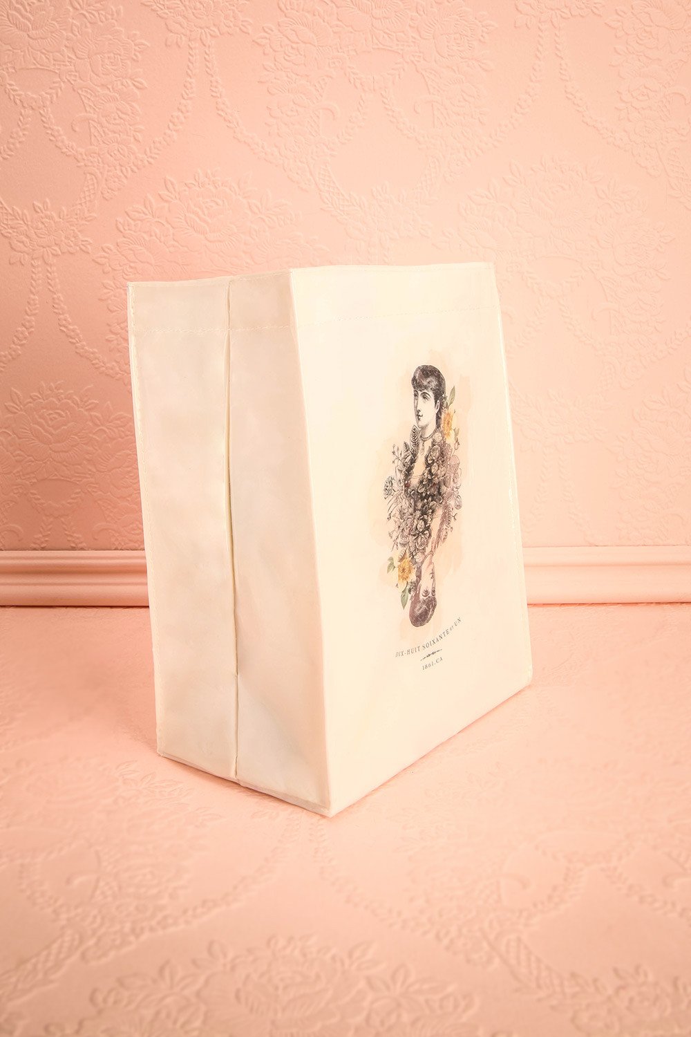 Mini-Sac Vernis 1861 - Cream glossy reusable bag 4
