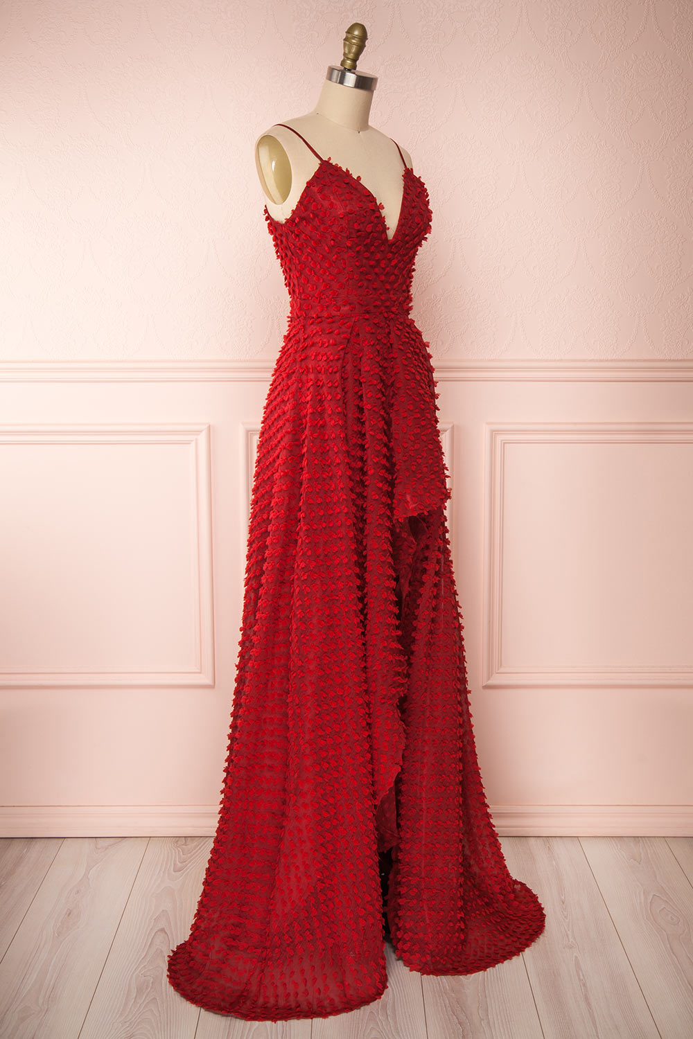 Minjee Red Maxi Dress | Robe Longue | Boutique 1861 side view 