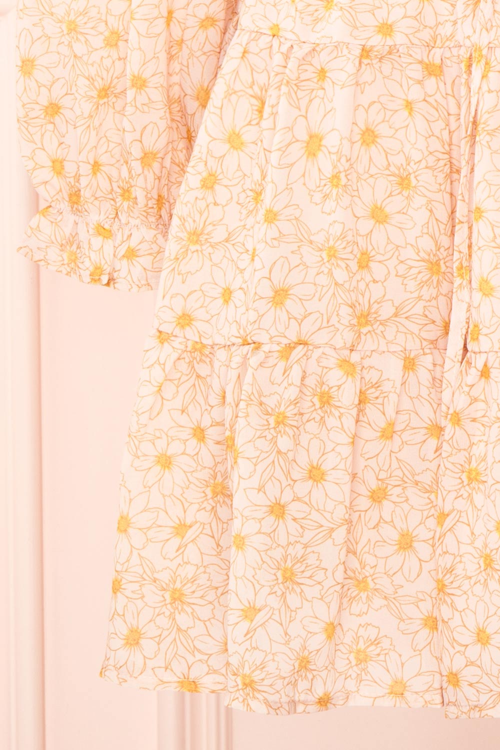 Minthe Pink Long Sleeve Floral Drawstring Dress | Boutique 1861 skirt