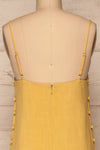 Mirandela Yellow Linen Midi Dress | La petite garçonne back close-up