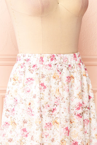 Miranjo Floral Openwork Midi Skirt | Boutique 1861 side close-up
