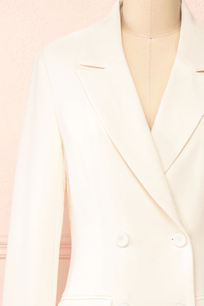 Mirkaa Ivory Double-Breasted Blazer | Boudoir 1861 front close-up