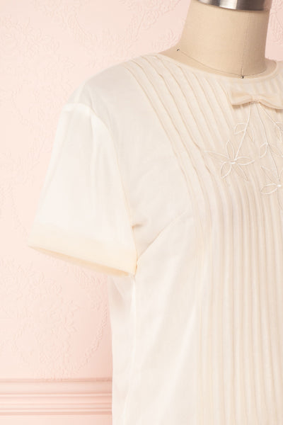 Miyama Cream Organza Pleated Short Sleeved Blouse | Boutique 1861 4