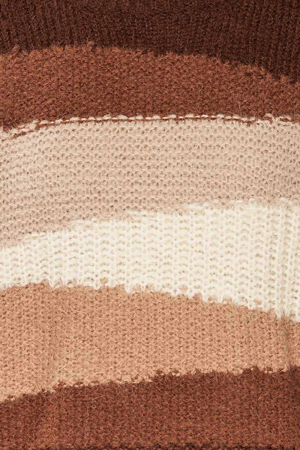 Mogilno Brown Asymetrical Striped Pattern Knit Sweater | La petite garçonne fabric 