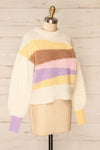 Mogilno Ivory Asymetrical Striped Pattern Knit Sweater | La petite garçonne side view