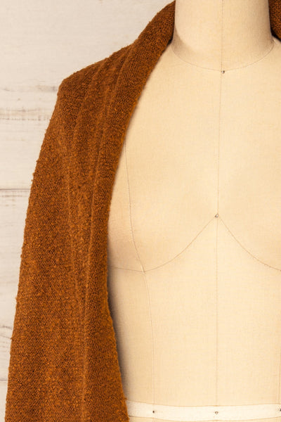 Mohaire Brown Soft Knit Scarf | La petite garçonne shawl close-up