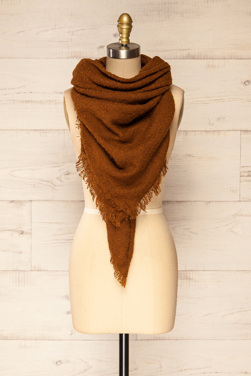 Mohaire Brown Soft Knit Scarf | La petite garçonne long view