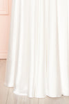 Moira Ivory Bridal Cowl Neck Satin Gown w/ High Slit | Boutique 1861 bottom