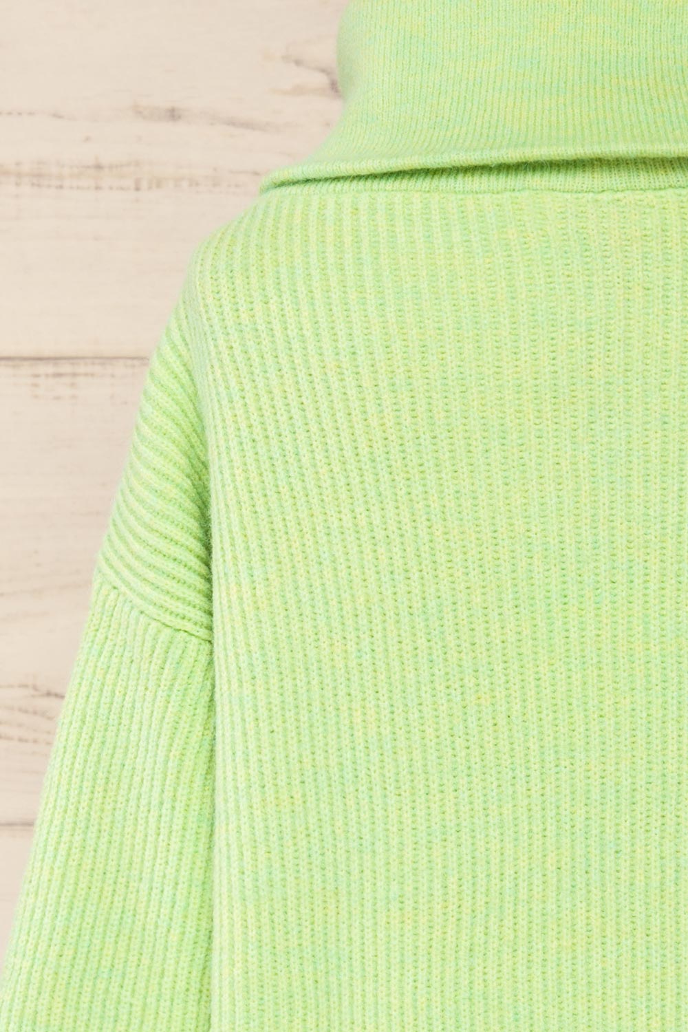 Molina Green Quarter-Zip Rib Knit Sweater | La petite garçonne back close-up