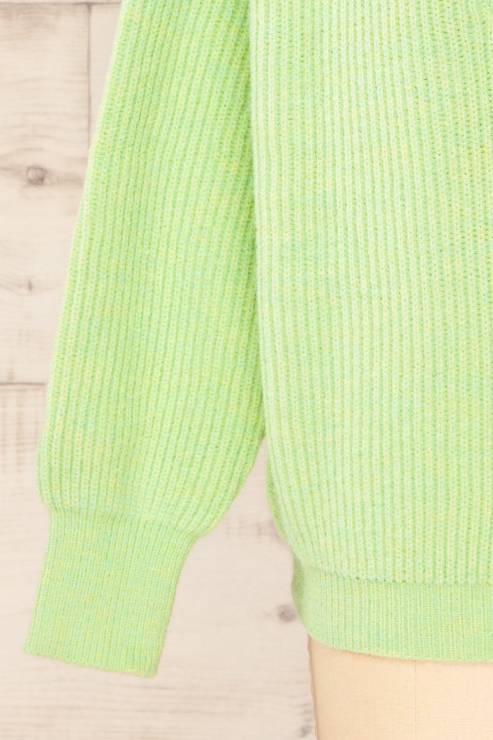 Molina Green Quarter-Zip Rib Knit Sweater | La petite garçonne sleeve