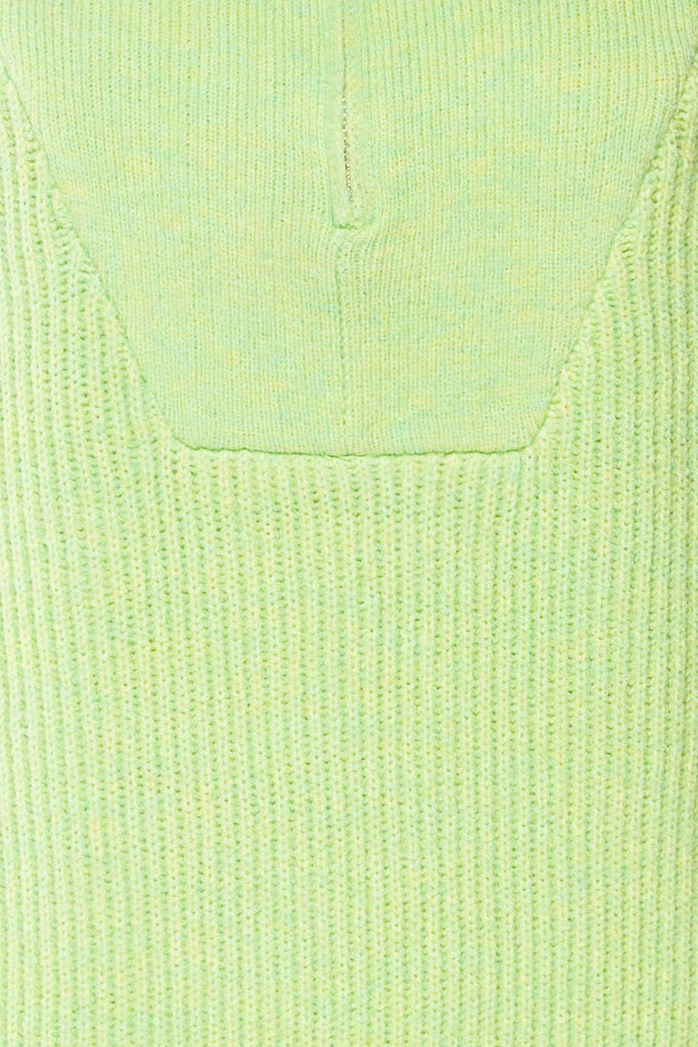 Molina Green Quarter-Zip Rib Knit Sweater | La petite garçonne fabric
