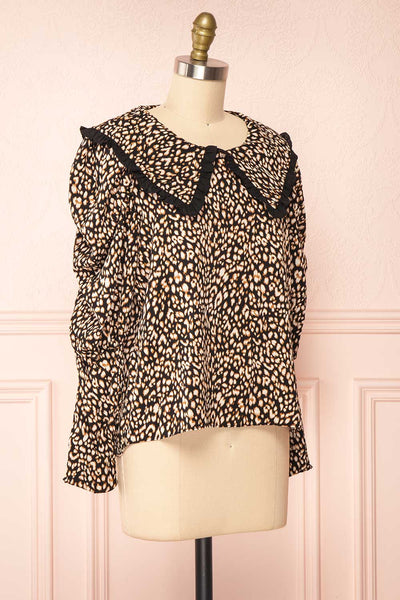Moni Leopard Print Blouse w/ Peter Pan Collar | Boutique 1861 side view