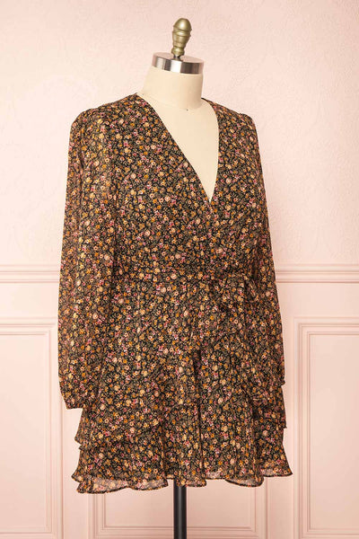 Monique Short Floral Dress w/ Puffy Sleeves | Boutique 1861 side plus size