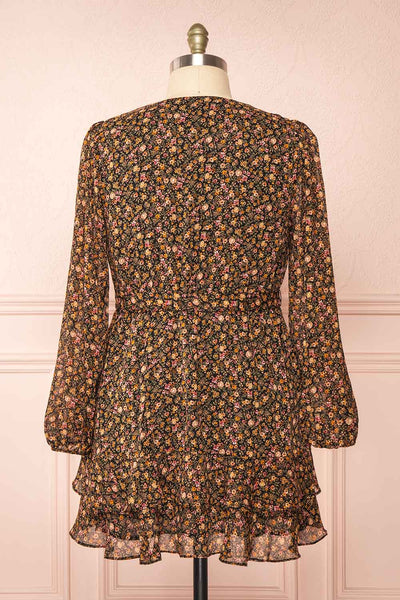 Monique Short Floral Dress w/ Puffy Sleeves | Boutique 1861 back plus size
