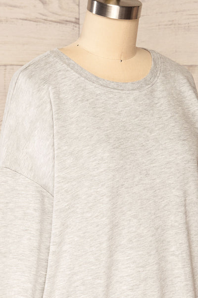 Monki Grey Oversized Crew Sweatshirt | La petite garçonne side close up