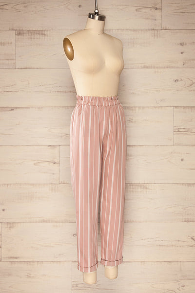 Montpellier Pink Striped Straight Leg Pants | La petite garçonne side view