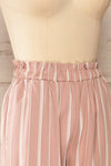 Montpellier Pink Striped Straight Leg Pants | La petite garçonne side close-up