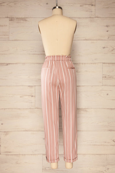 Montpellier Pink Striped Straight Leg Pants | La petite garçonne back view