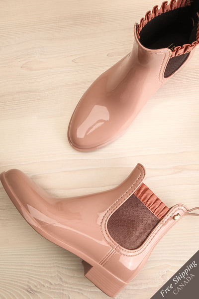 Morand Dusty Pink Rain Boots | Bottes | La petite garçonne flat view