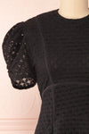 Morena Black Embroidered Short Sleeve Dress | Boutique 1861 front close-up