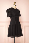 Morena Black Embroidered Short Sleeve Dress | Boutique 1861 side view