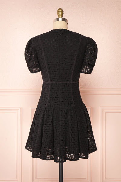 Morena Black Embroidered Short Sleeve Dress | Boutique 1861 back view