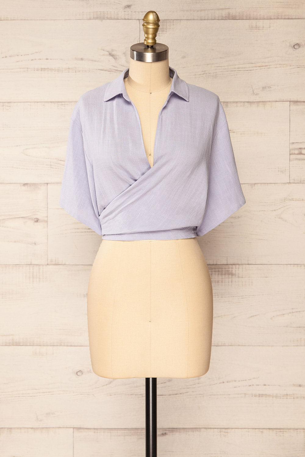 Moresby Lavender Tie-Front Crop Top | La petite garçonne front 