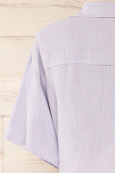 Moresby Lavender Tie-Front Crop Top | La petite garçonne back sleeve