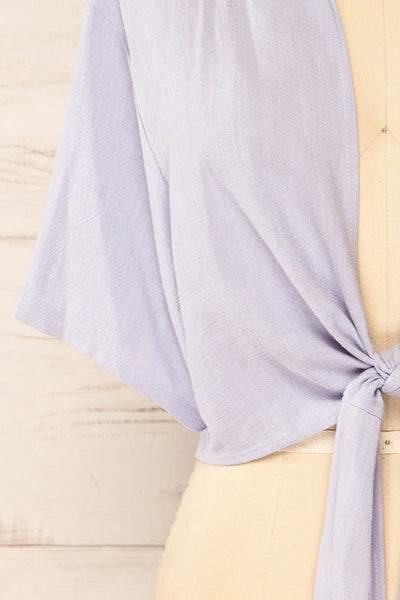 Moresby Lavender Tie-Front Crop Top | La petite garçonne sleeve