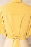 Moresby Yellow Tie-Front Crop Top | La petite garçonne back knot